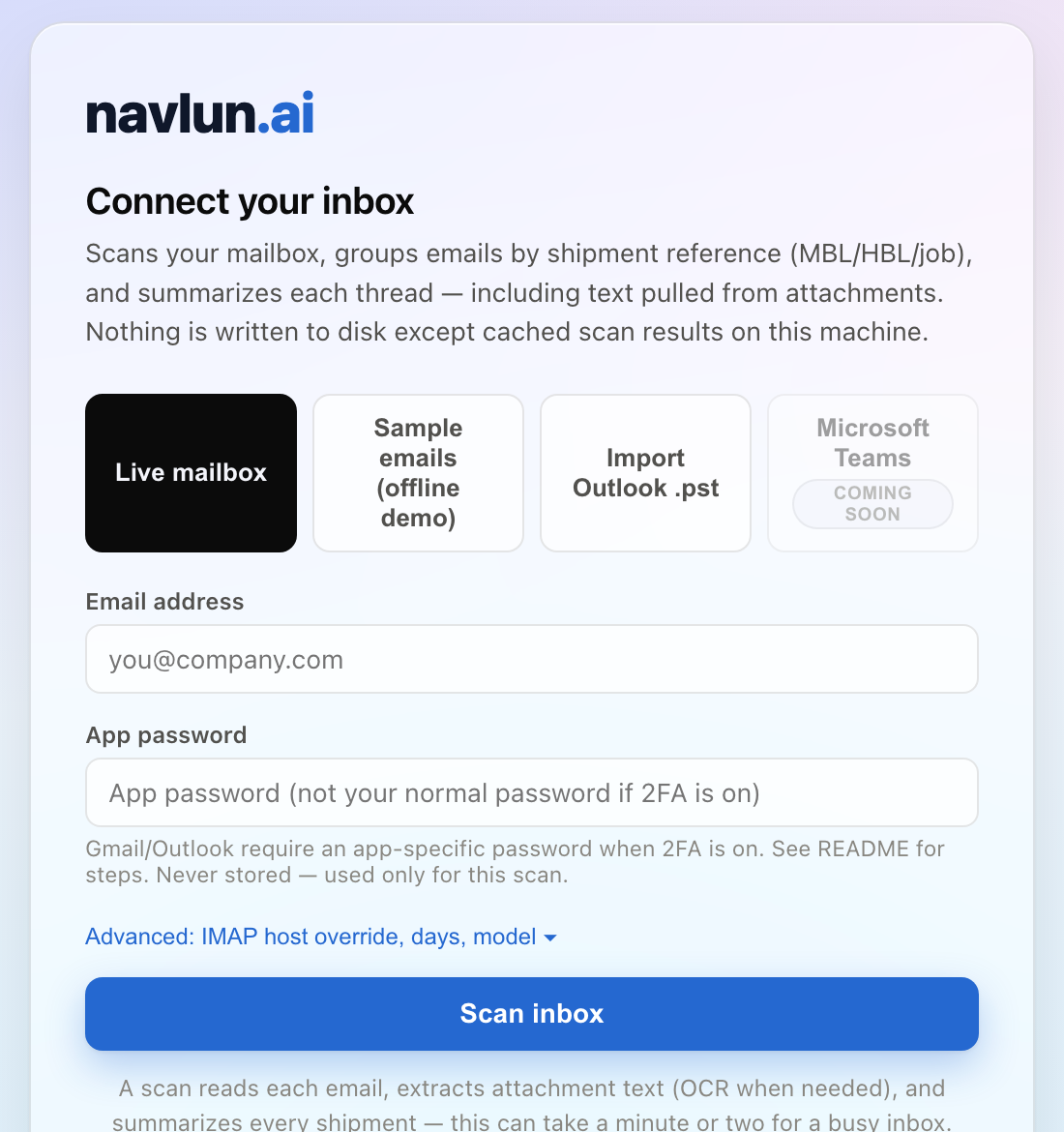 Connect screen